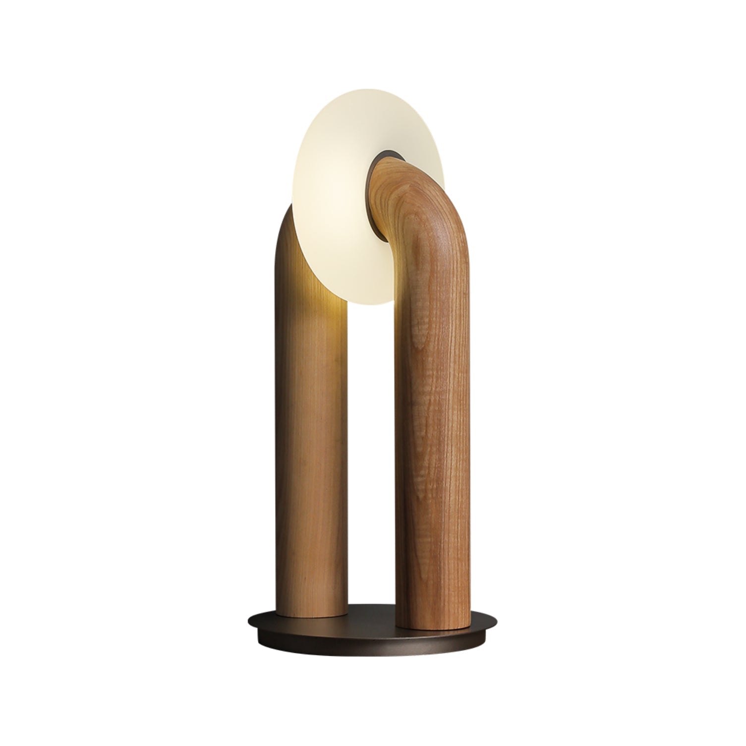 Minimalist U Shaped Wood Bedside Lamp with Acrylic Shade and Touch Control Integrated LED