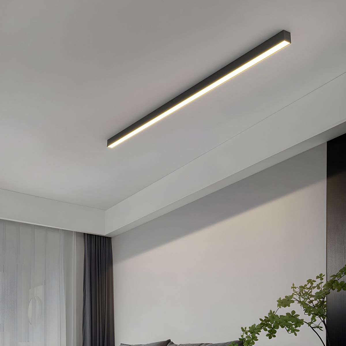 Modern Minimalism Ultra Slim Linear LED Ceiling Light Fixture with Three Color Modes and Integrated Lighting