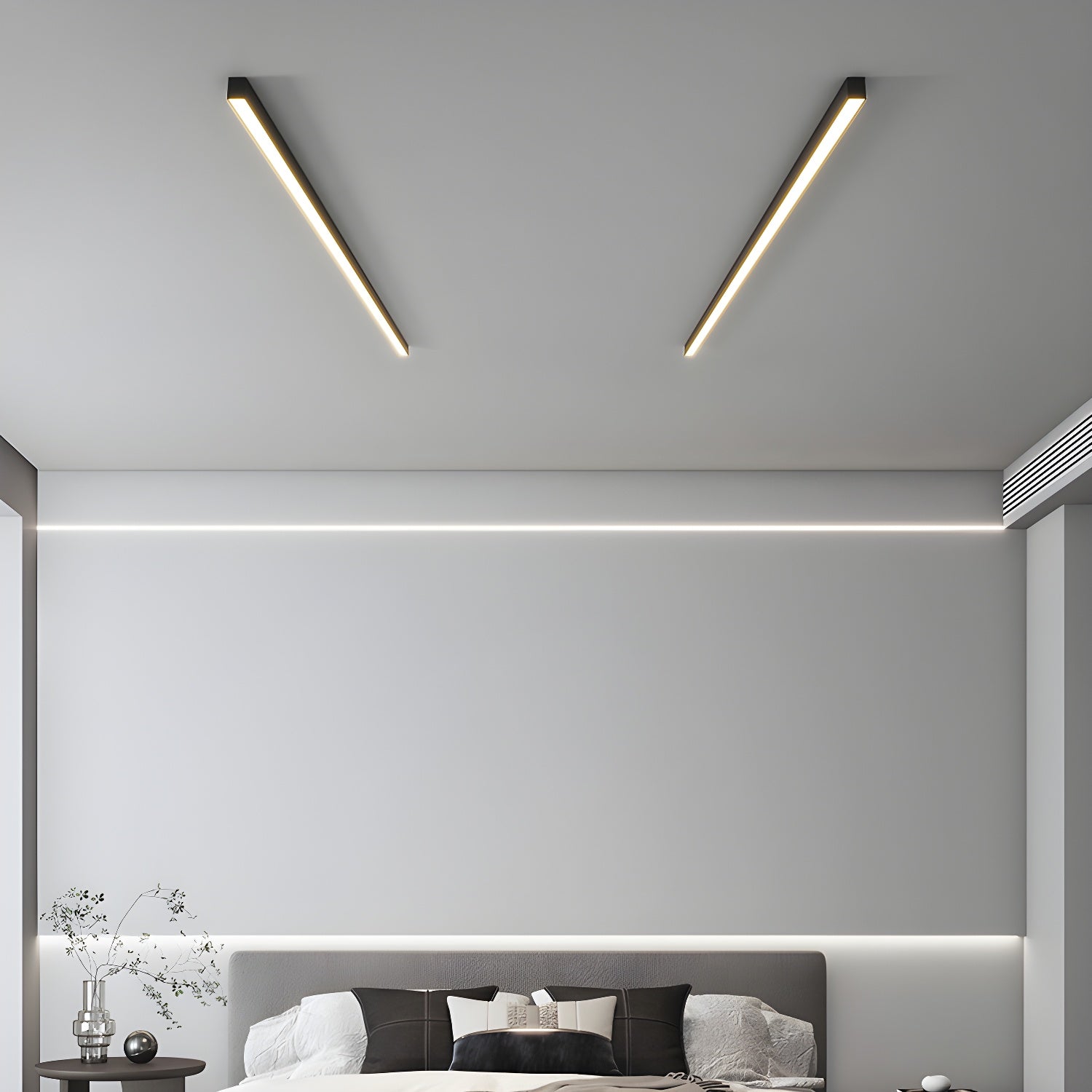 Modern Minimalism Ultra Slim Linear LED Ceiling Light Fixture with Three Color Modes and Integrated Lighting
