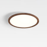 Modern Ultrathin Round Flush Mount LED Ceiling Light with Walnut Wood Grain Finish