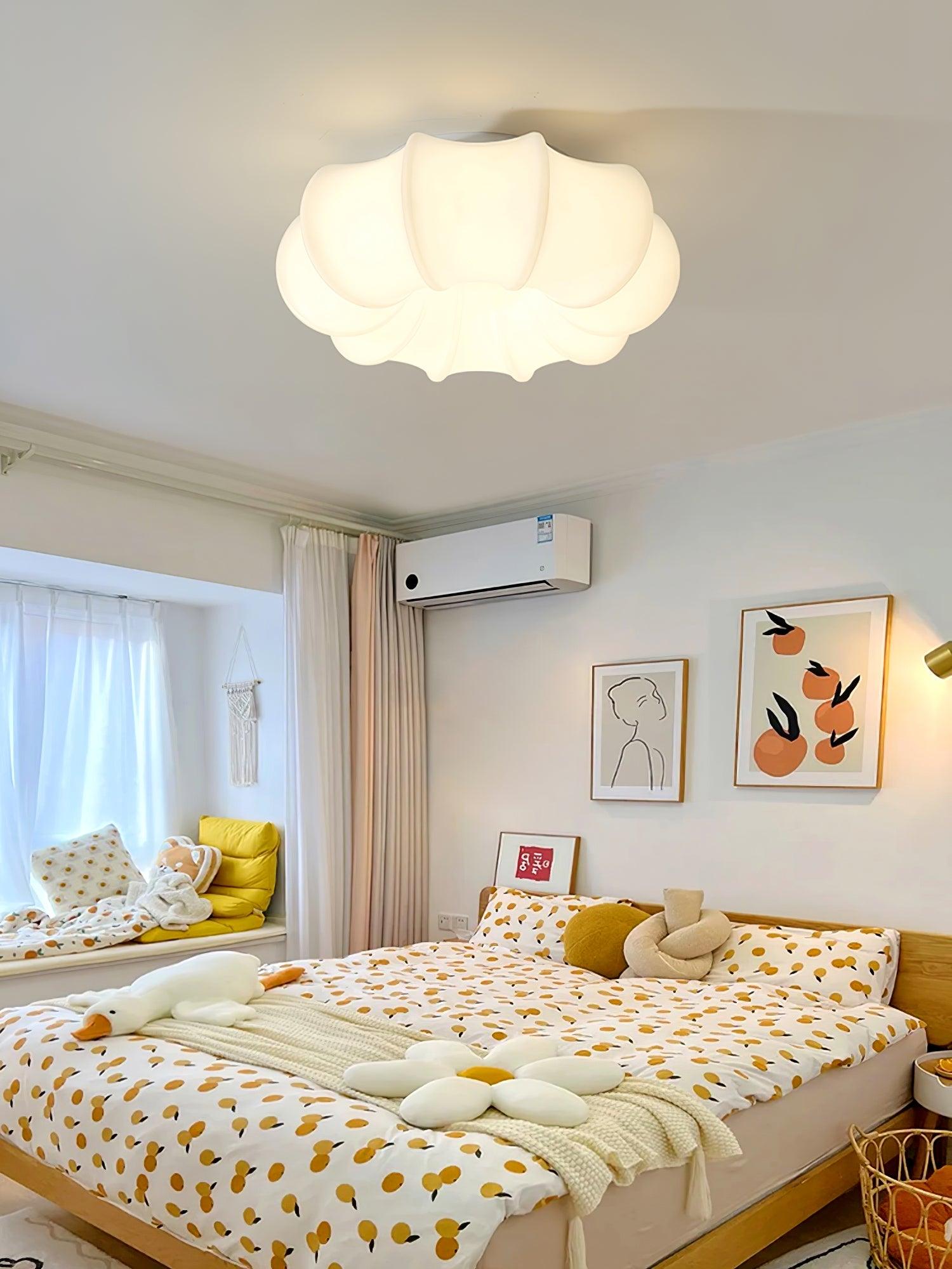 Contemporary White Umbrella LED Ceiling Lamp for Modern Bedroom and Nursery Decor