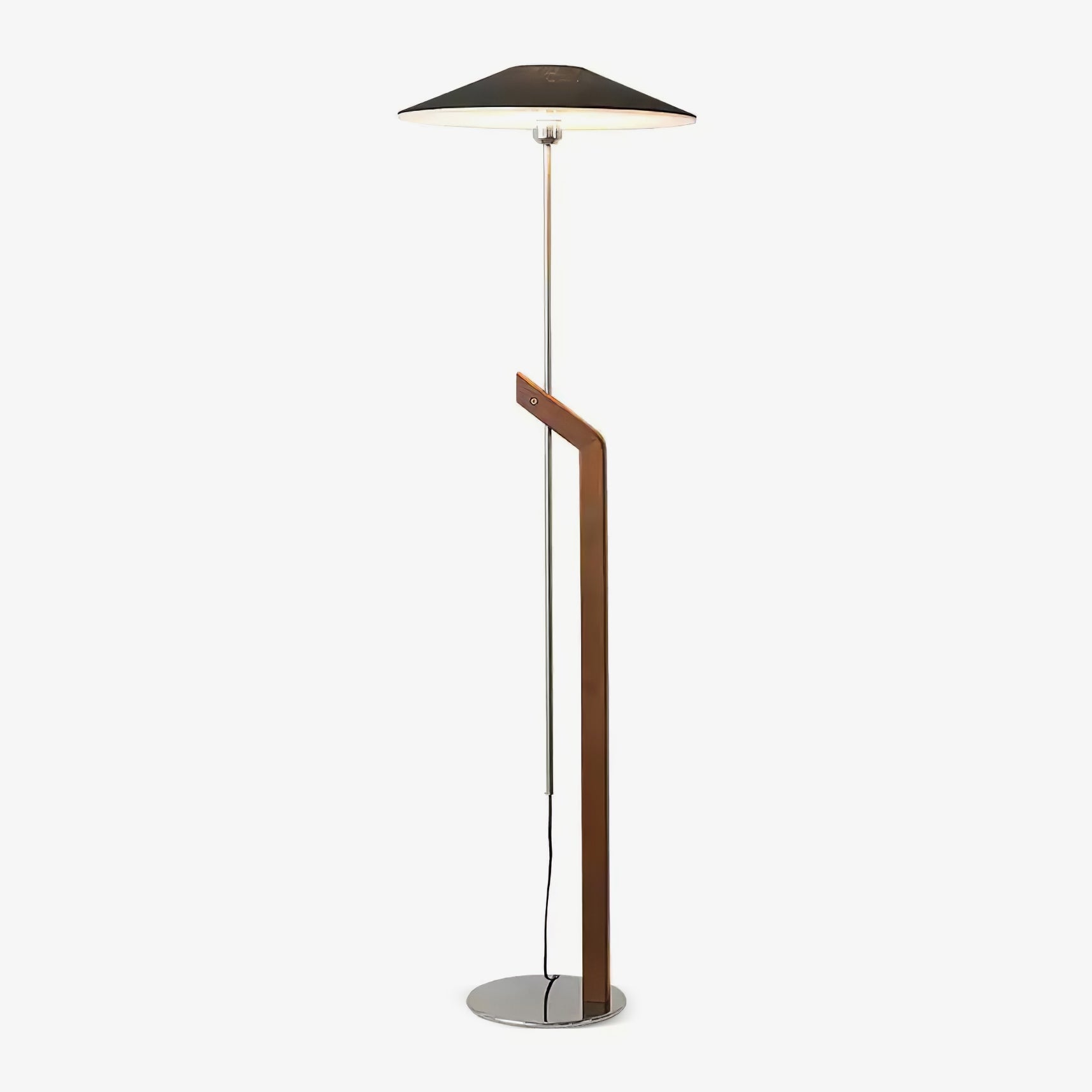 Modern Umbrella Style Wood Floor Lamp with Adjustable Height and Fabric Shade