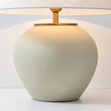 Handcrafted Textured Ceramic Table Lamp with White Fabric Shade for Living Room and Bedroom