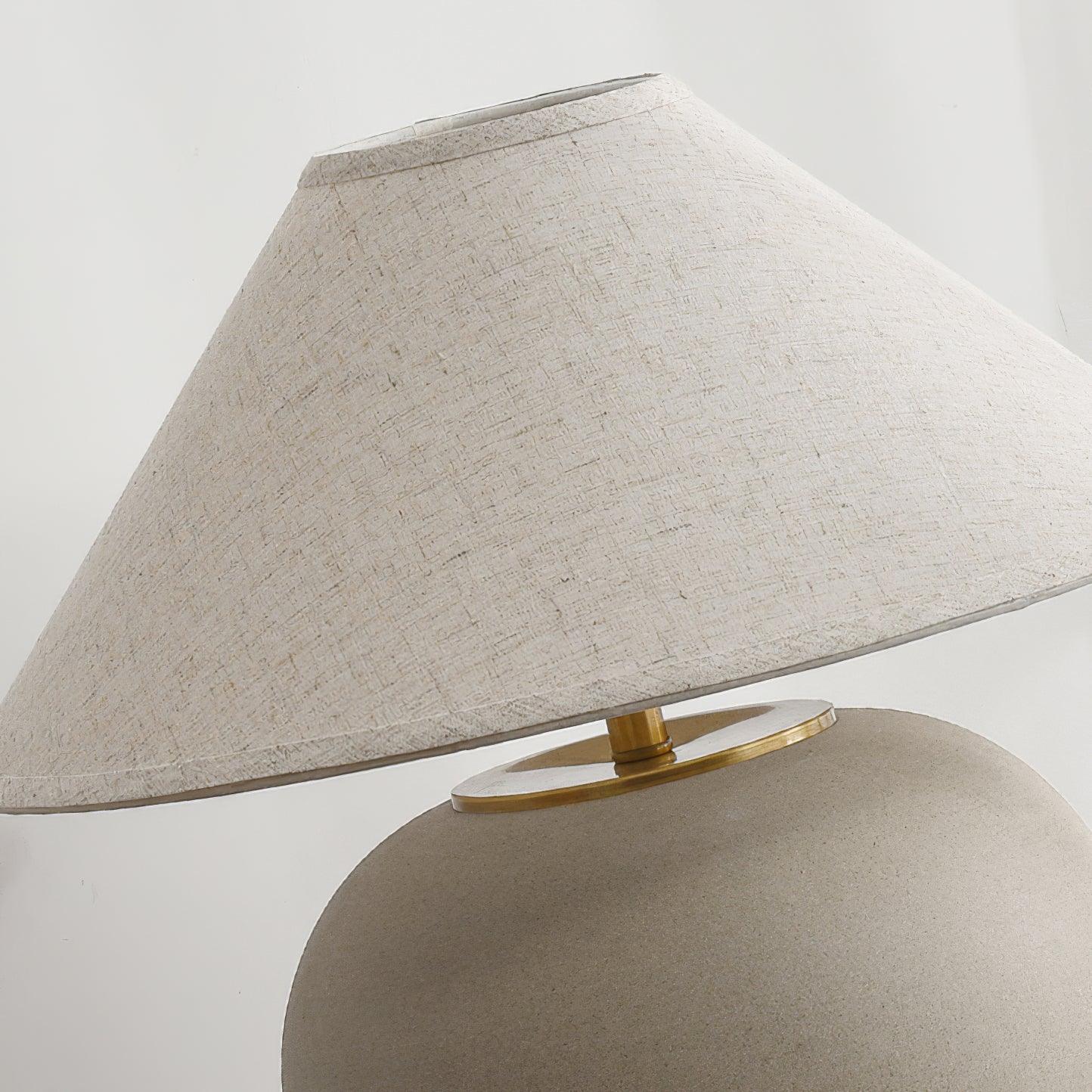 Handcrafted Textured Ceramic Table Lamp with White Fabric Shade for Living Room and Bedroom