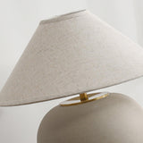 Handcrafted Textured Ceramic Table Lamp with White Fabric Shade for Living Room and Bedroom