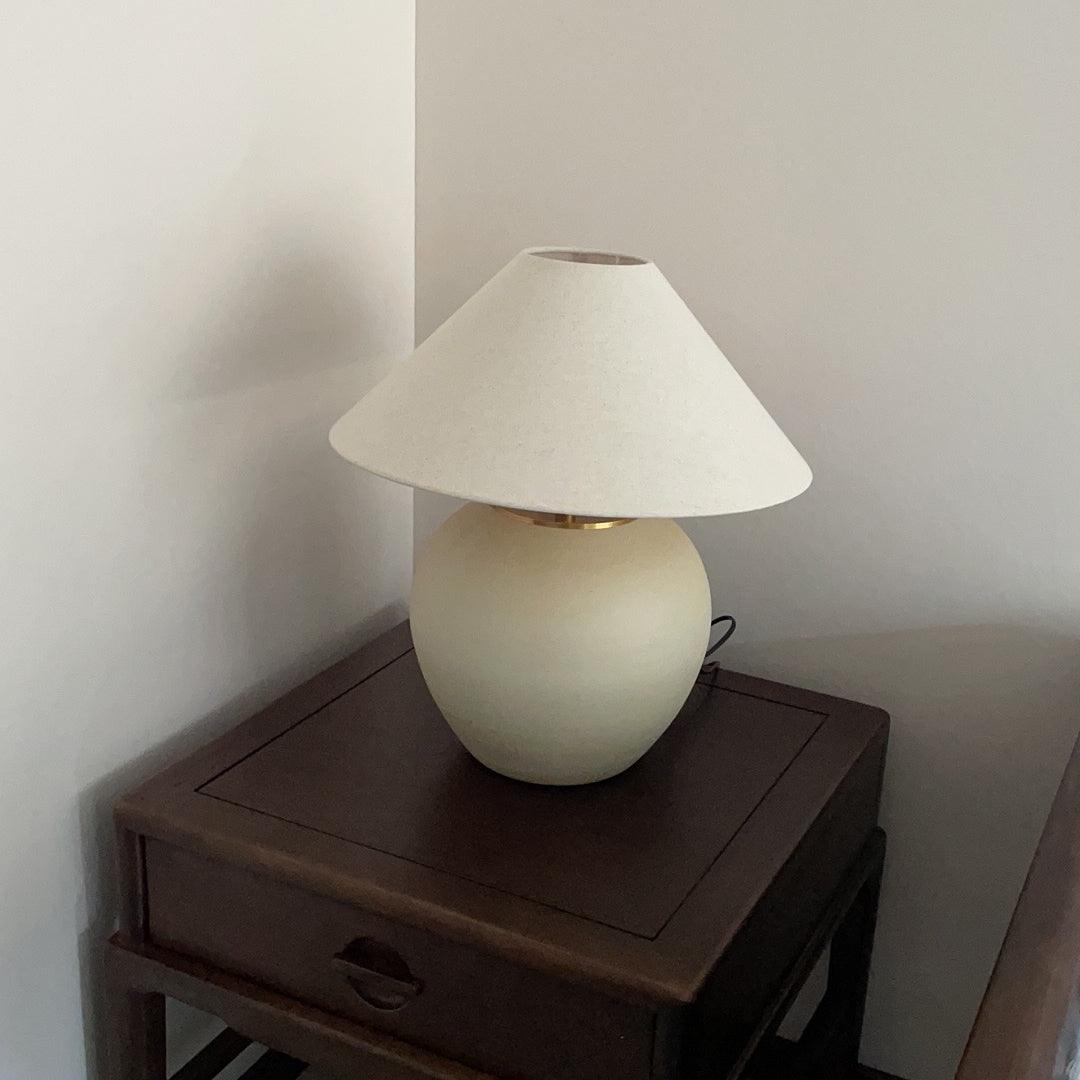 Handcrafted Textured Ceramic Table Lamp with White Fabric Shade for Living Room and Bedroom