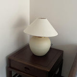 Handcrafted Textured Ceramic Table Lamp with White Fabric Shade for Living Room and Bedroom