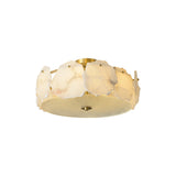 Valeria Alabaster Flush Mount Ceiling Light with Copper Base Modern Luxury Lighting for Hallway and Entryway