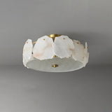 Valeria Alabaster Flush Mount Ceiling Light with Copper Base Modern Luxury Lighting for Hallway and Entryway