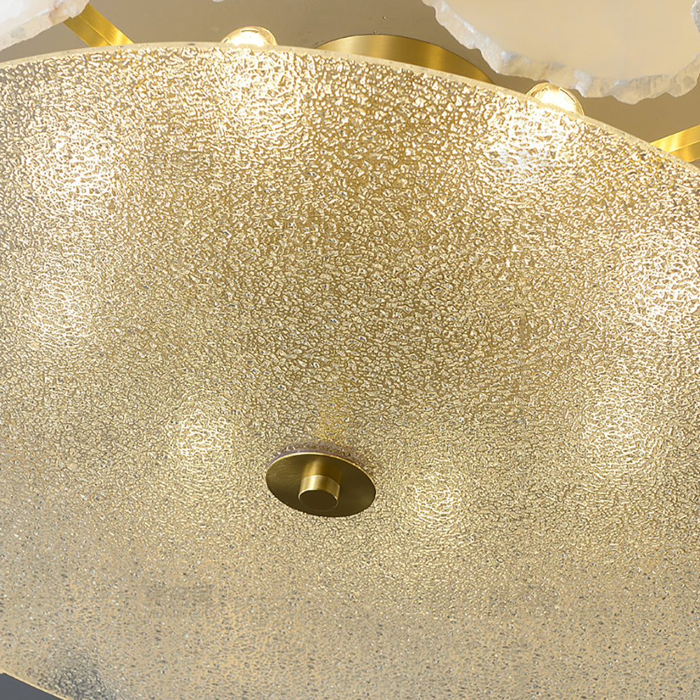 Valeria Alabaster Flush Mount Ceiling Light with Copper Base Modern Luxury Lighting for Hallway and Entryway