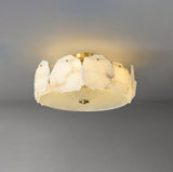 Valeria Alabaster Flush Mount Ceiling Light with Copper Base Modern Luxury Lighting for Hallway and Entryway
