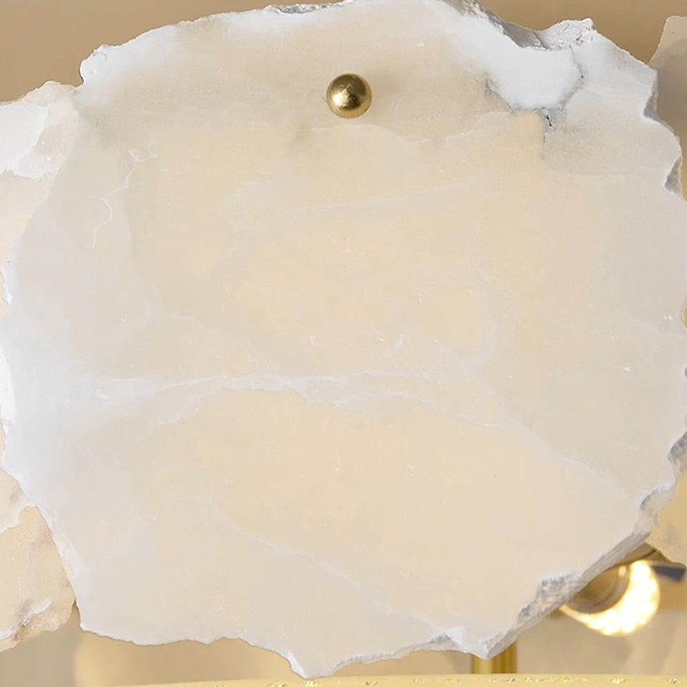 Valeria Alabaster Flush Mount Ceiling Light with Copper Base Modern Luxury Lighting for Hallway and Entryway