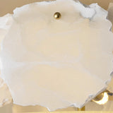 Valeria Alabaster Flush Mount Ceiling Light with Copper Base Modern Luxury Lighting for Hallway and Entryway