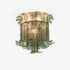 Green Hand Crafted Murano Glass Flower Petal Flush Mount Ceiling Light 20 Inch