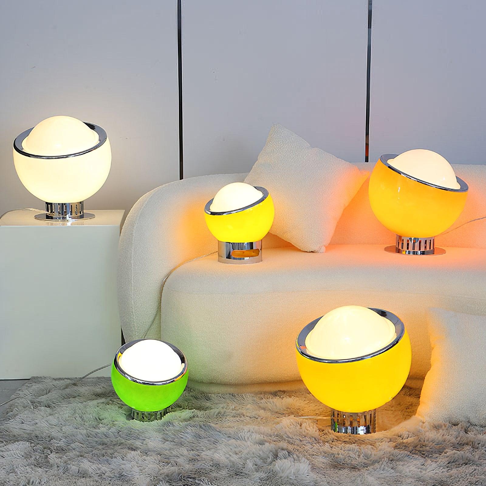 Modern Portable Glass Mushroom Desk Lamp with Stainless Steel Base and Color Finishes
