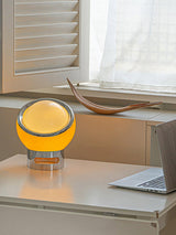 Modern Portable Glass Mushroom Desk Lamp with Stainless Steel Base and Color Finishes