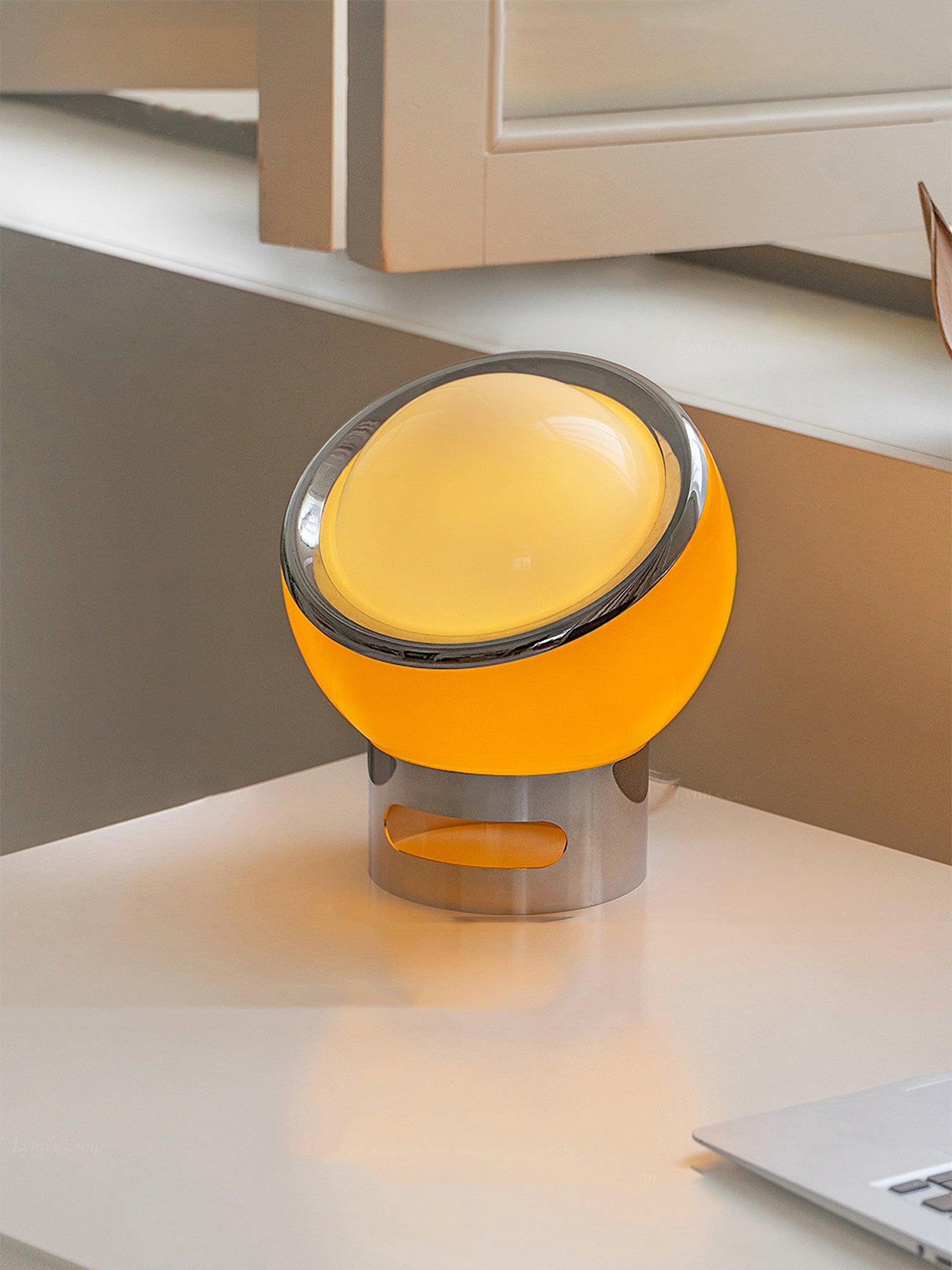 Modern Portable Glass Mushroom Desk Lamp with Stainless Steel Base and Color Finishes