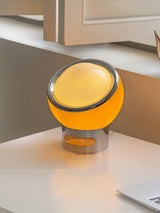 Modern Portable Glass Mushroom Desk Lamp with Stainless Steel Base and Color Finishes