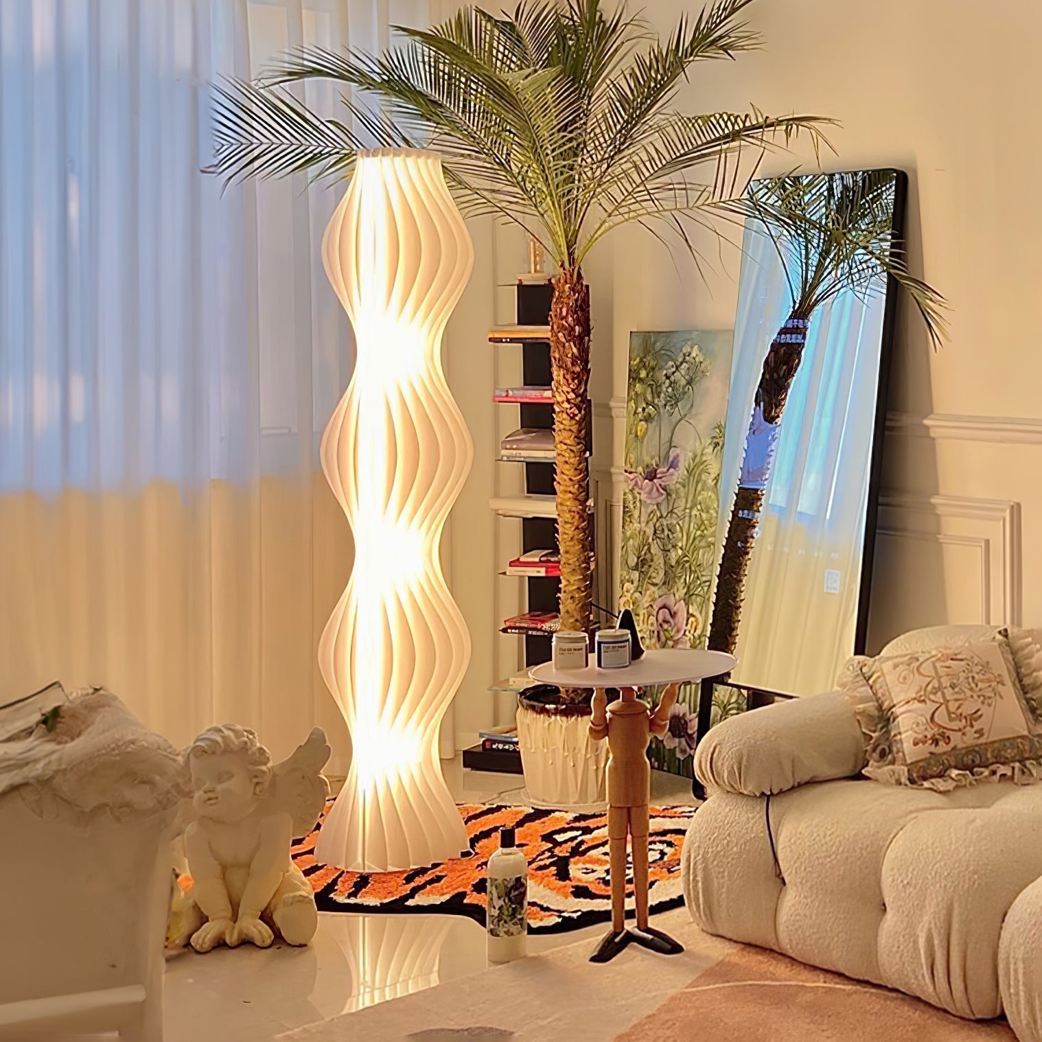 Modern Vapor Acrylic Uplight Floor Lamp with Integrated LED for Living Room Standing Light White