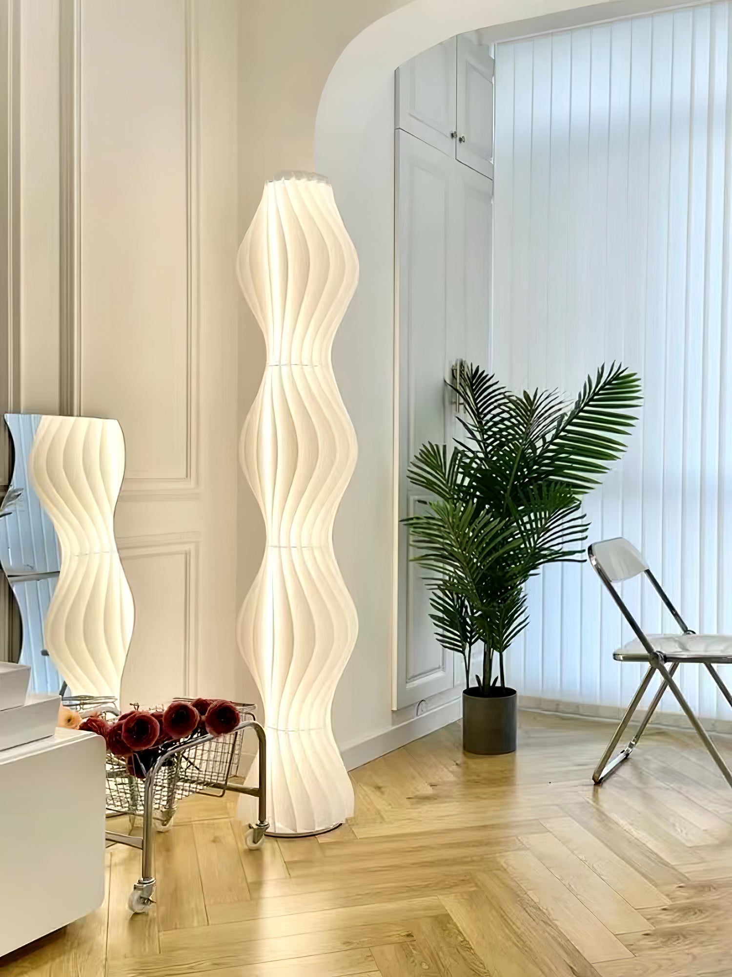 Modern Vapor Acrylic Uplight Floor Lamp with Integrated LED for Living Room Standing Light White