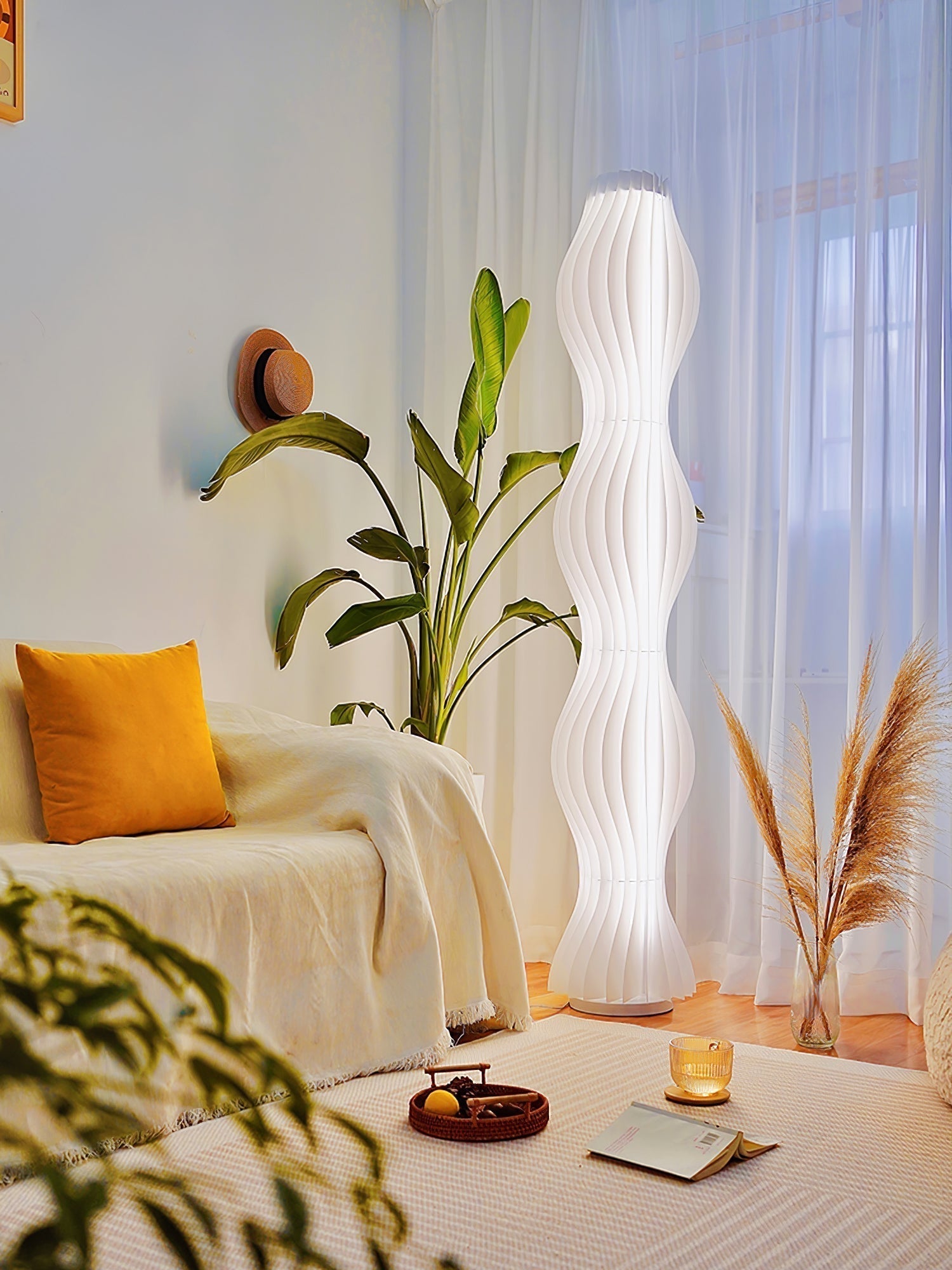 Modern Vapor Acrylic Uplight Floor Lamp with Integrated LED for Living Room Standing Light White