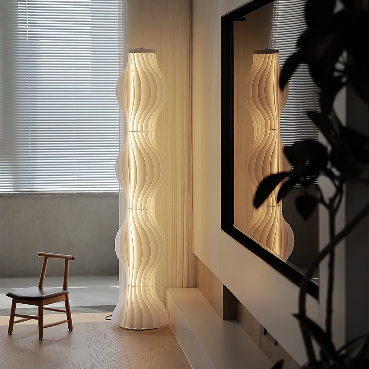 Modern Vapor Acrylic Uplight Floor Lamp with Integrated LED for Living Room Standing Light White