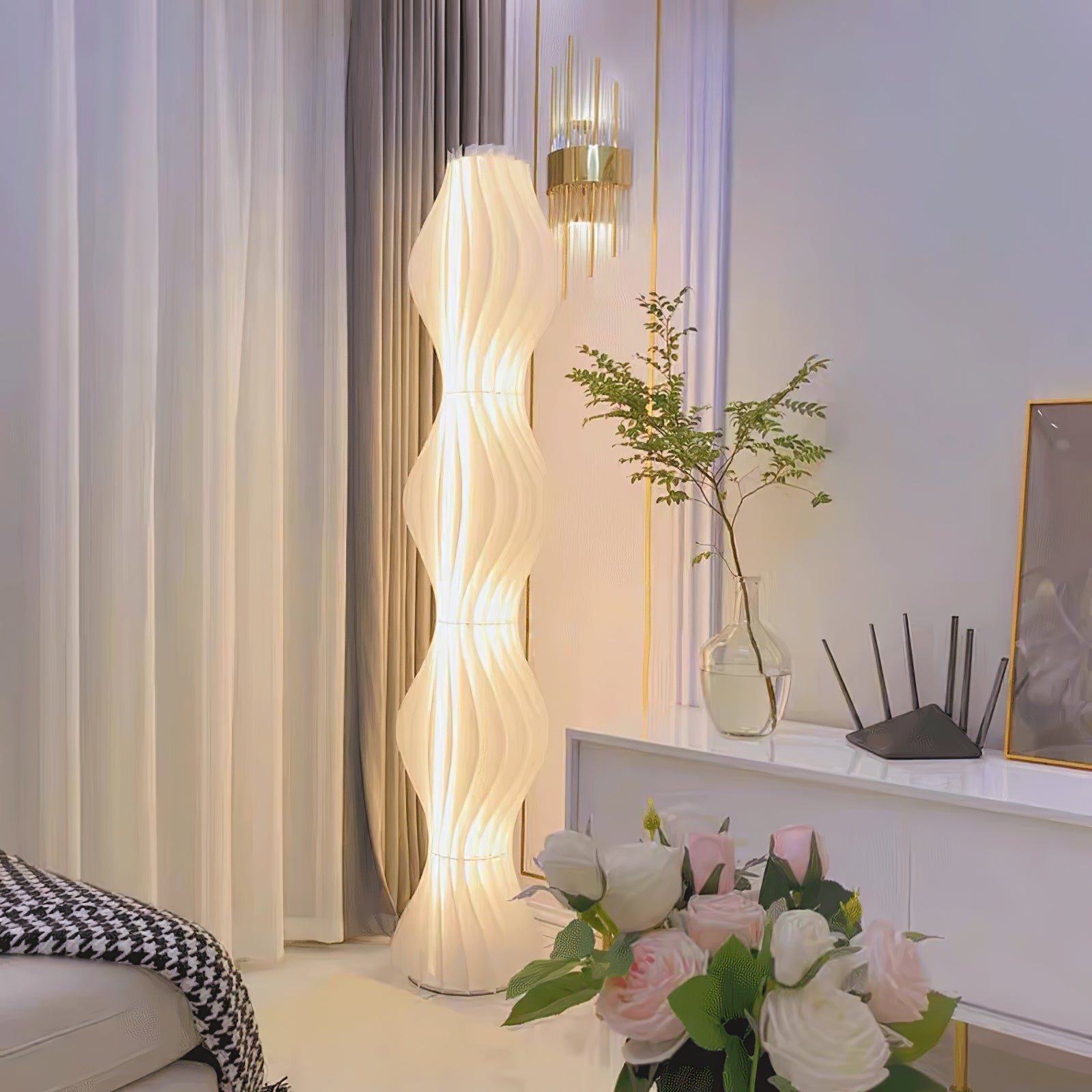 Modern Vapor Acrylic Uplight Floor Lamp with Integrated LED for Living Room Standing Light White