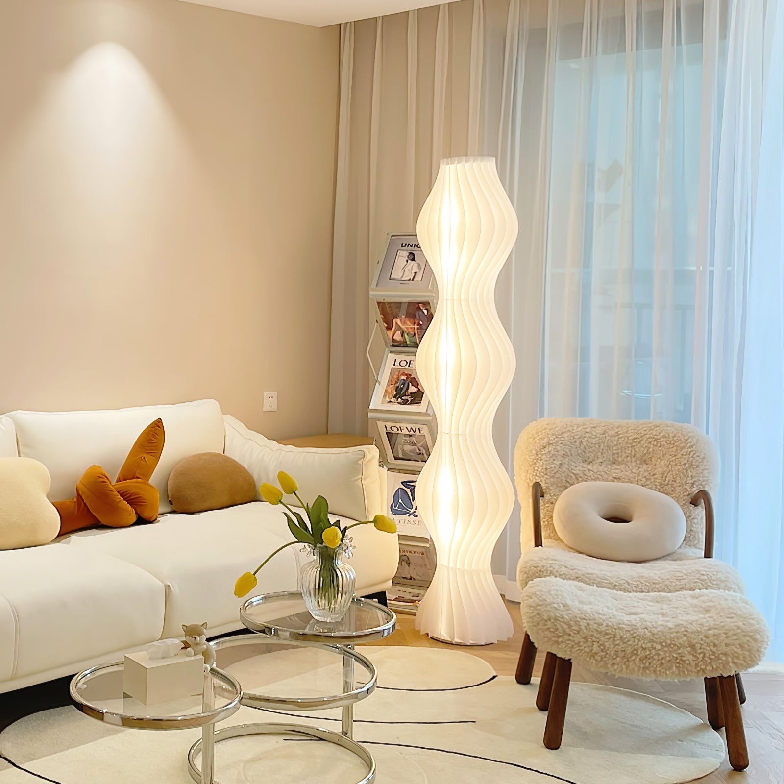 Modern Vapor Acrylic Uplight Floor Lamp with Integrated LED for Living Room Standing Light White