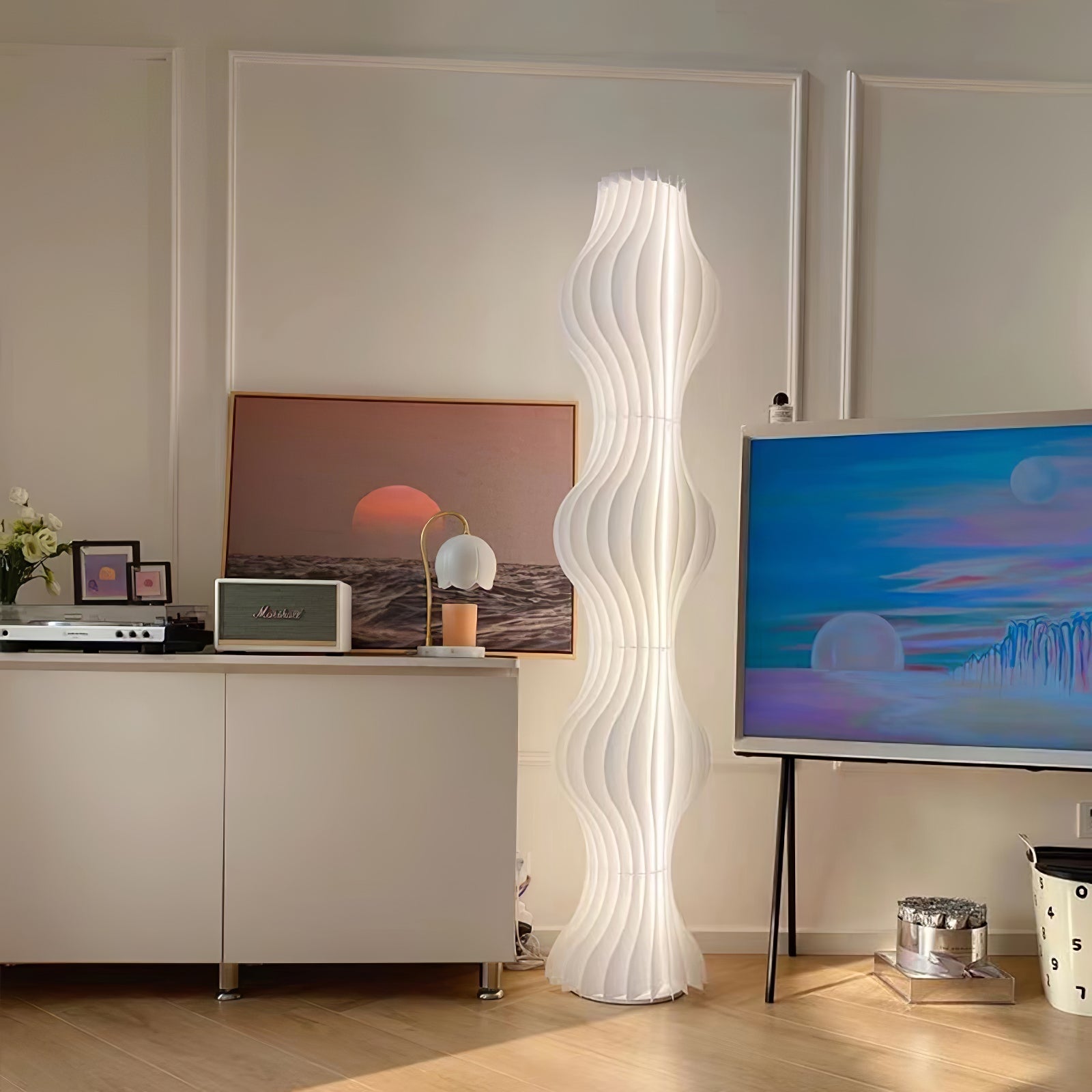 Modern Vapor Acrylic Uplight Floor Lamp with Integrated LED for Living Room Standing Light White