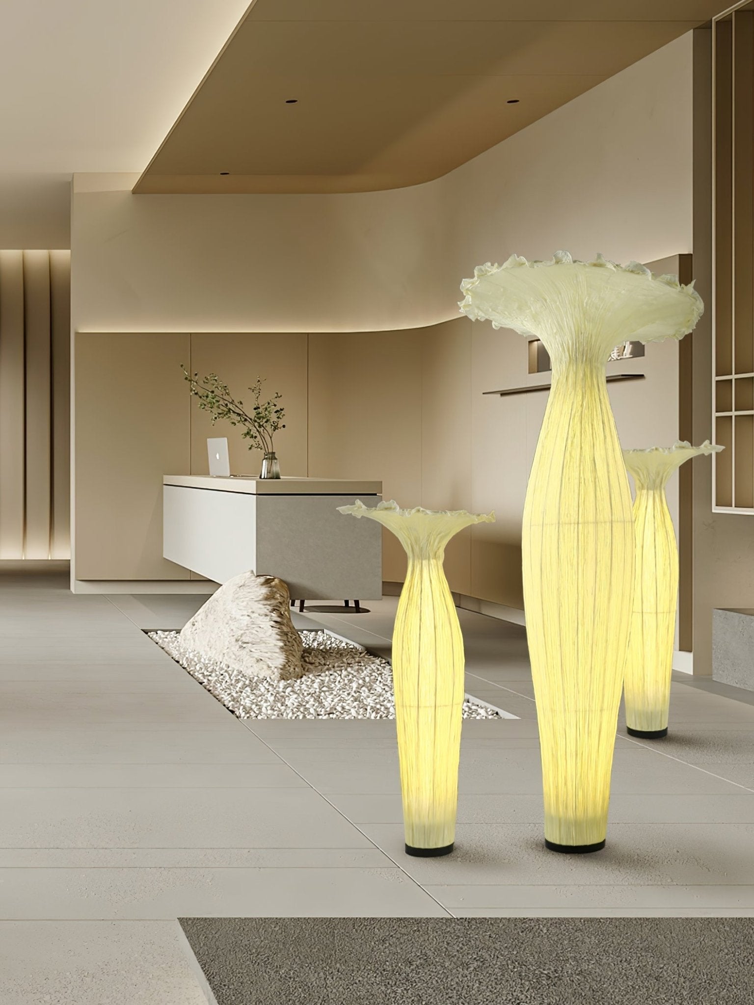 Modern Fabric Vase Floor Lamp with Integrated LED for Living Room Decor