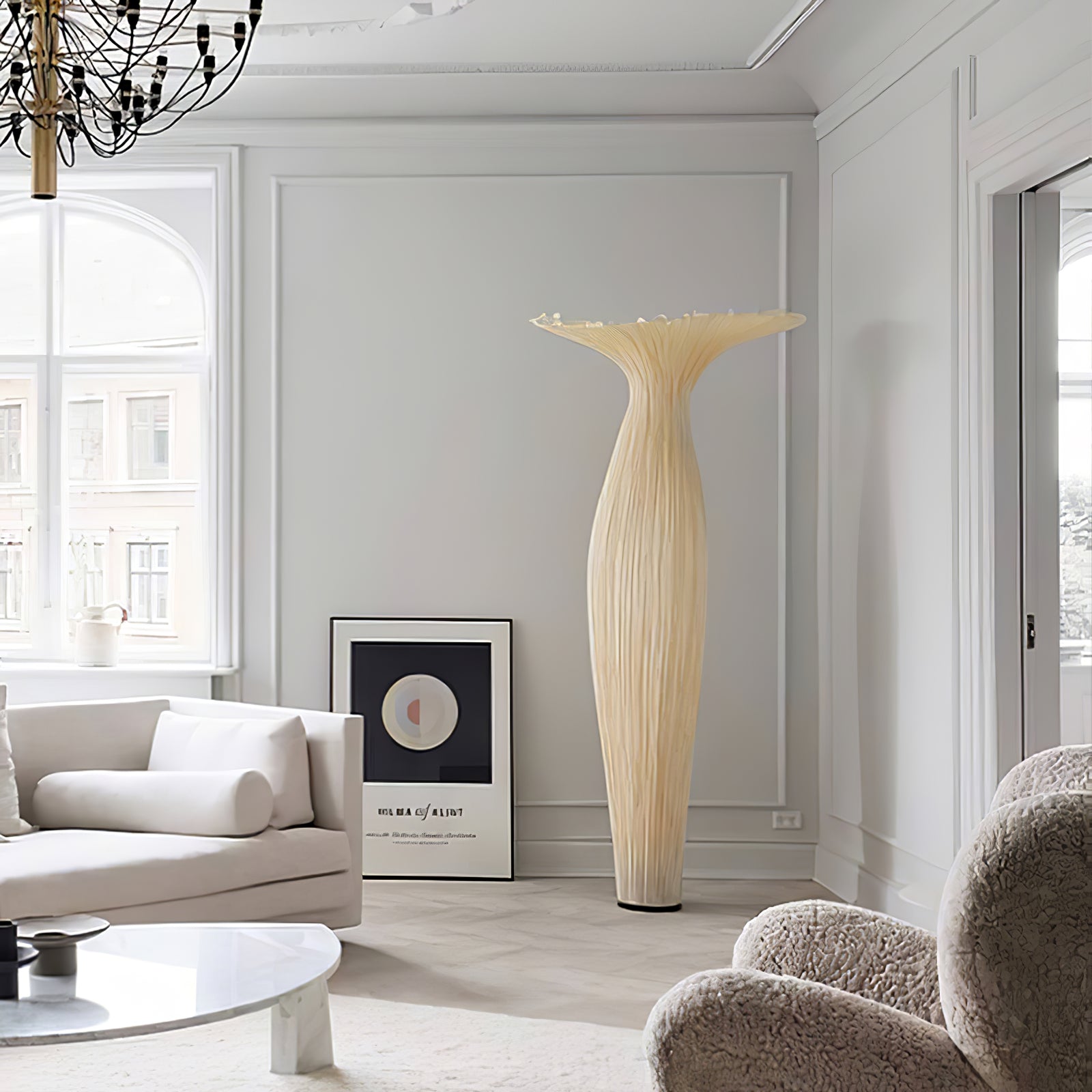Modern Fabric Vase Floor Lamp with Integrated LED for Living Room Decor