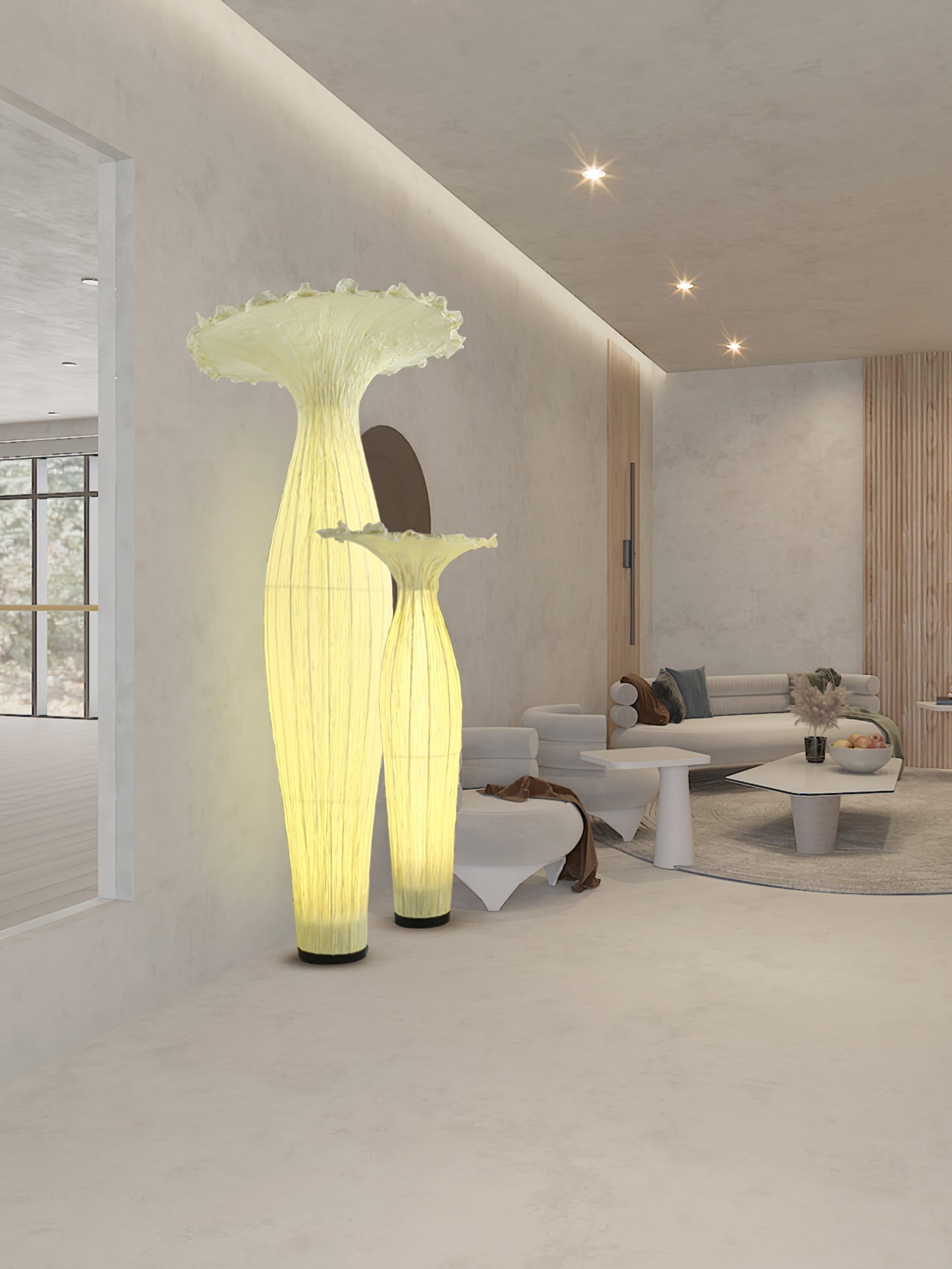 Modern Fabric Vase Floor Lamp with Integrated LED for Living Room Decor