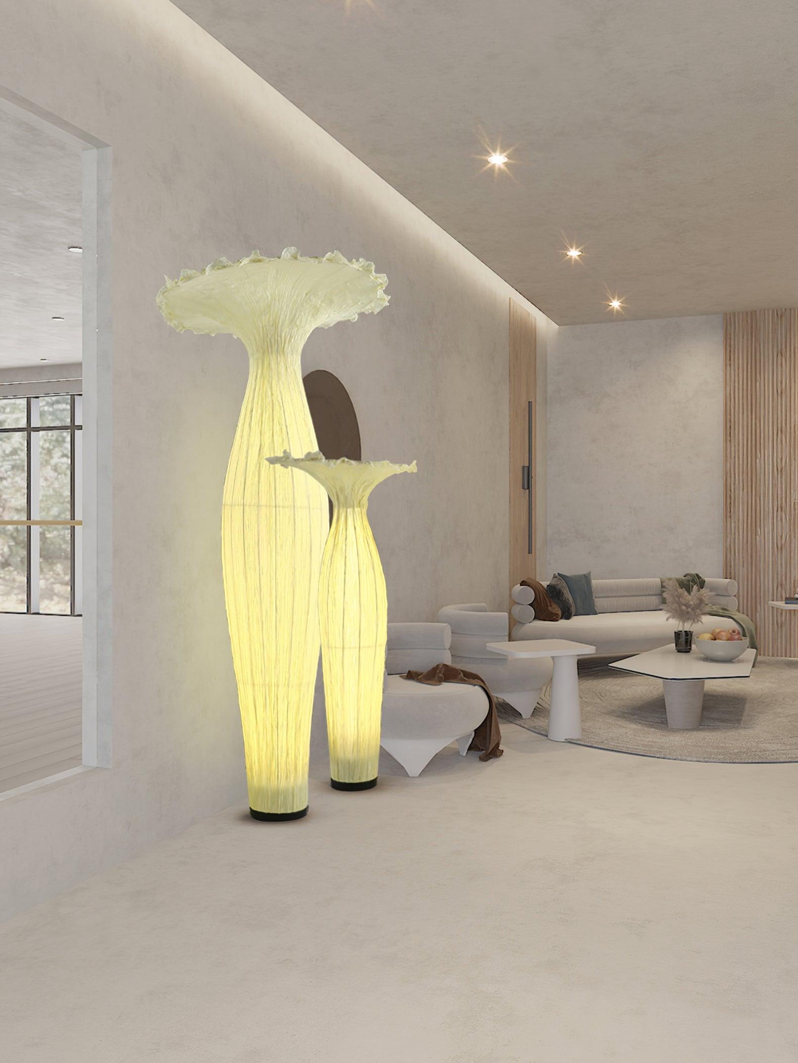 Modern Fabric Vase Floor Lamp with Integrated LED for Living Room Decor