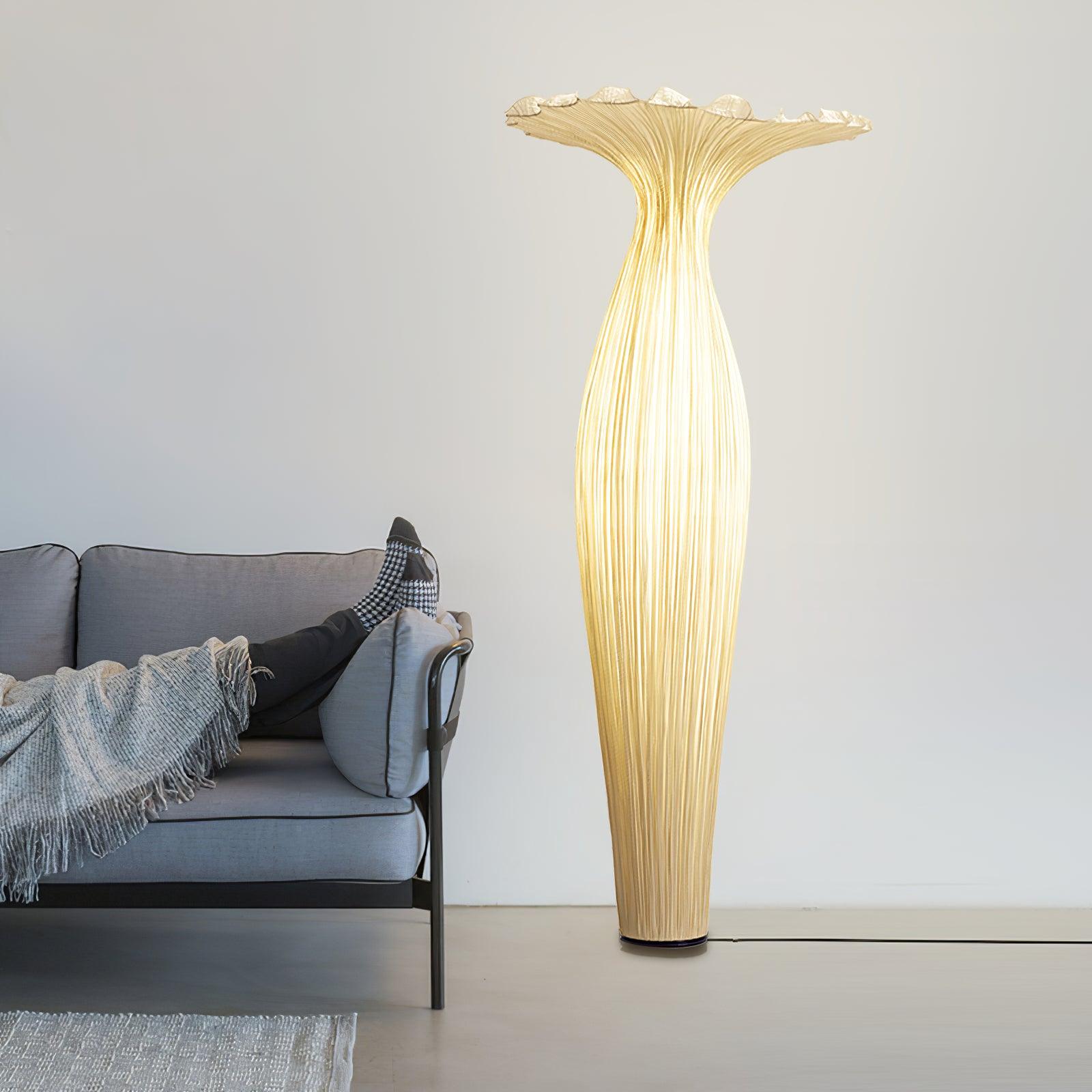 Modern Fabric Vase Floor Lamp with Integrated LED for Living Room Decor