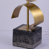 Modern Sculptural Spiral Metal Table Lamp with Gold Leaf Finish and Black Marble Base for Living Room
