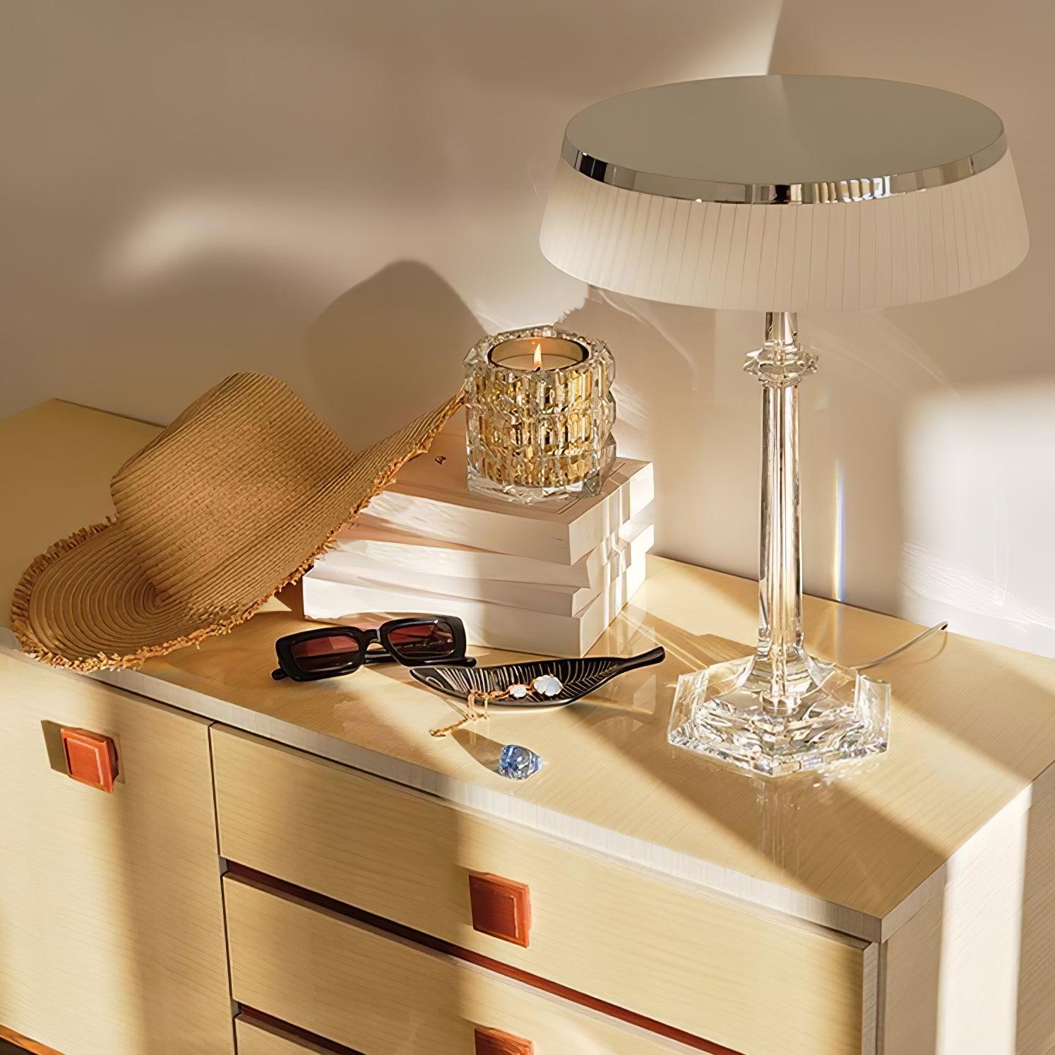 Versailles Modern Curved Glass Table Lamp for Bedroom and Office Task Lighting