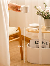 Contemporary Vinda Basket Side Table Lamp with Integrated LED Wood and Metal Design