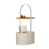 Contemporary Vinda Basket Side Table Lamp with Integrated LED Wood and Metal Design