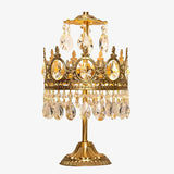 Luxury French Style Crystal Nightstand Lamp Decorative Antique Brass Table Light