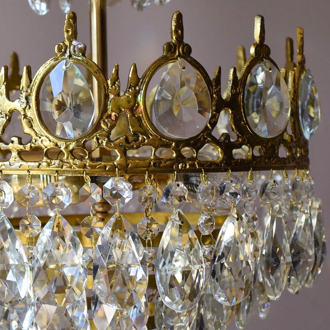 Luxury French Style Crystal Nightstand Lamp Decorative Antique Brass Table Light