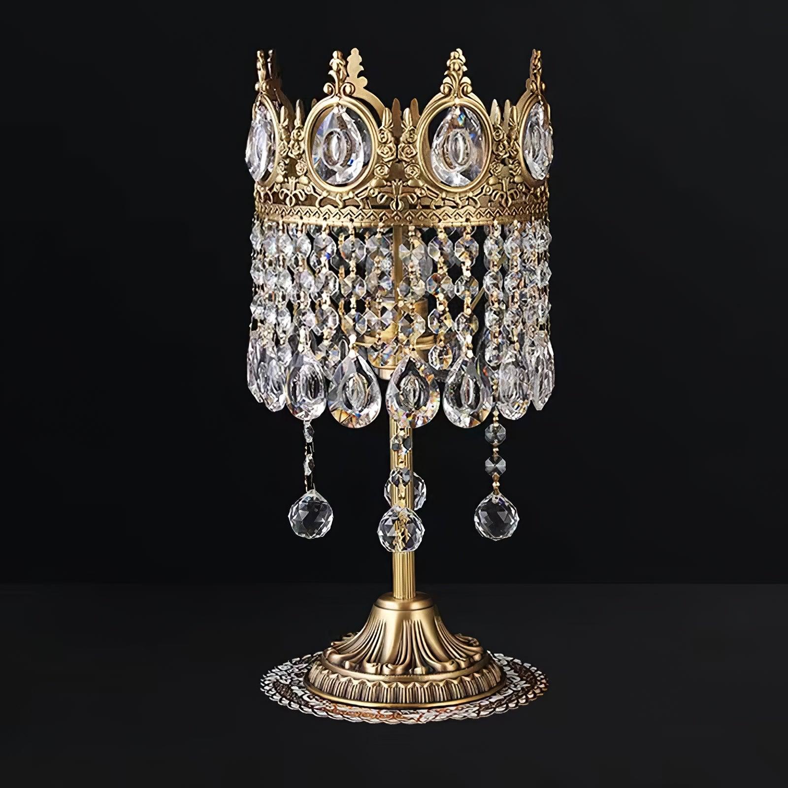 Luxury French Style Crystal Nightstand Lamp Decorative Antique Brass Table Light