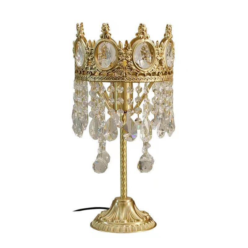 Luxury French Style Crystal Nightstand Lamp Decorative Antique Brass Table Light