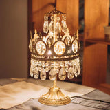 Luxury French Style Crystal Nightstand Lamp Decorative Antique Brass Table Light