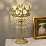 Luxury French Style Crystal Nightstand Lamp Decorative Antique Brass Table Light