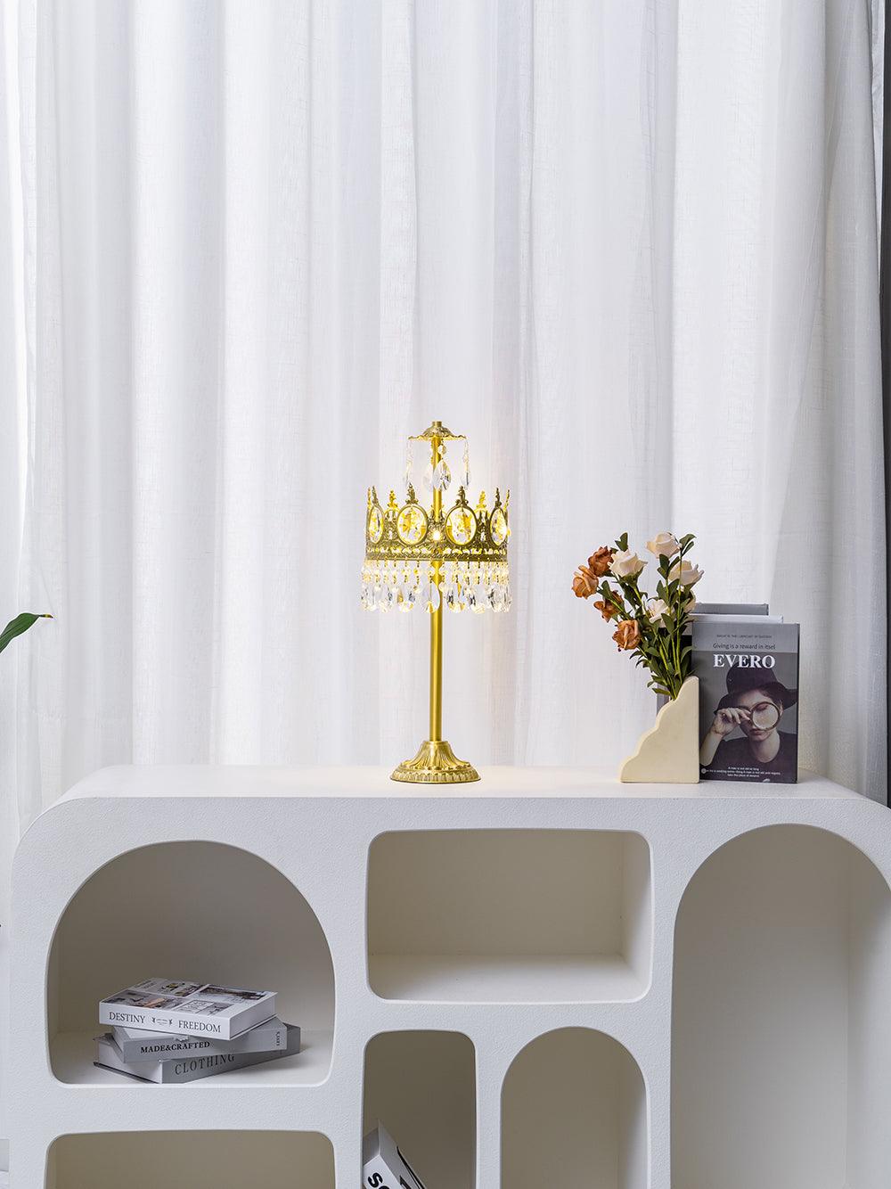 Luxury French Style Crystal Nightstand Lamp Decorative Antique Brass Table Light