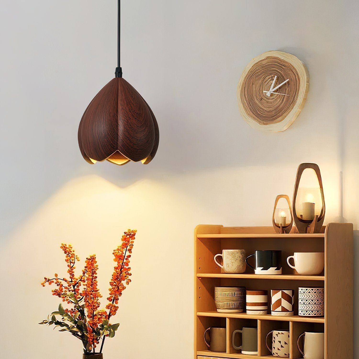 elegant-vintage-flower-design-resin-pendant-light-with-walnut-finish-led-shade