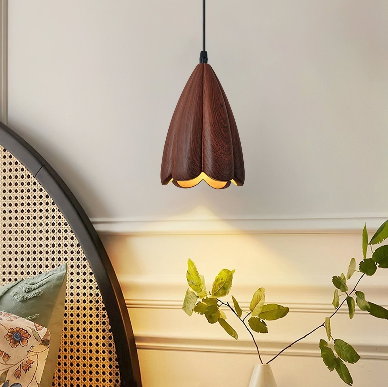 elegant-vintage-flower-design-resin-pendant-light-with-walnut-finish-led-shade