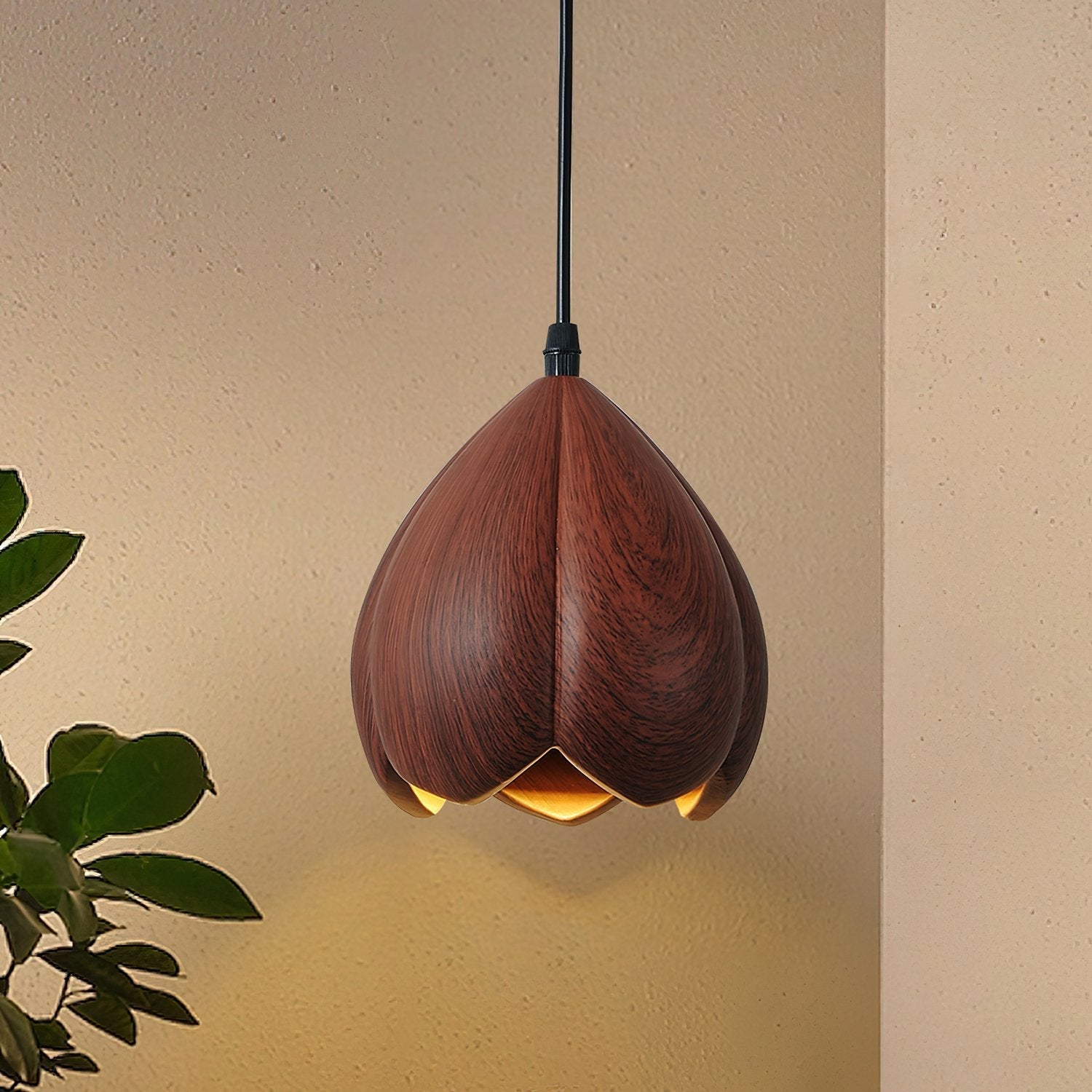 elegant-vintage-flower-design-resin-pendant-light-with-walnut-finish-led-shade