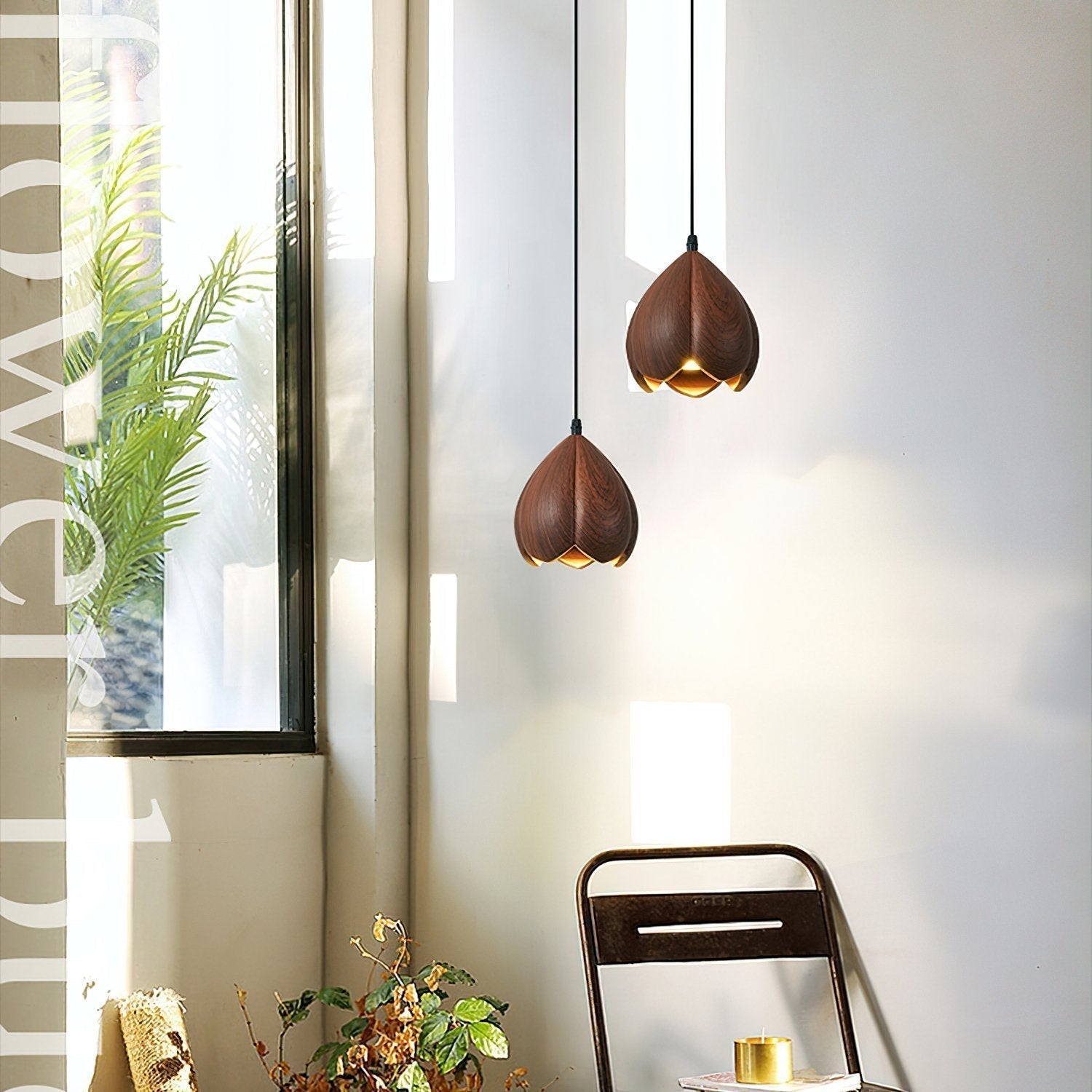 elegant-vintage-flower-design-resin-pendant-light-with-walnut-finish-led-shade