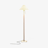 Vintage Pleated Floor Lamp with Marble Base Retro Accent Lighting for Living Room